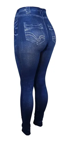 Calca Legging Estampa Jeans Imita Jeans Academia Fitness