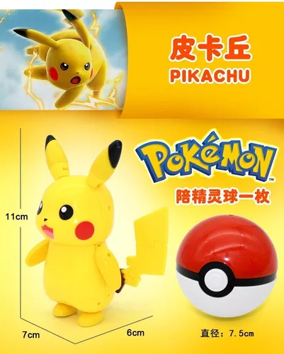 Brinquedo Pokemon Pikachu Articulado Pokebola Tamanho Real