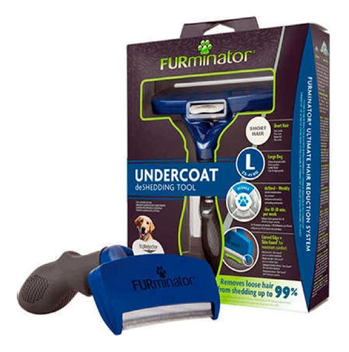 Rasqueadeira Furminator Cães Porte Grande De Pelo Curto Full Cor Azul