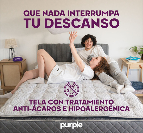 Sommier Y Colchón 2 Plazas De Espuma 140x190 Purple Pandora Color Gris