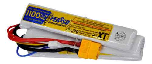 Bateria Lipo Feasso 11.1v 20c 1100 Mah 3 Pack Com Plug Xt60