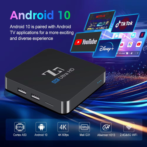 Streaming Tv Box Z7 8k Ultra Hd Android 2gb 8gb Google Voz Negro De Voz