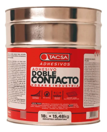 Adhesivo Cemento Doble Contacto Tacsa X 18 Lt (15.48 Kg)