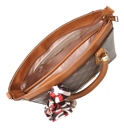 Bolsa Com Lenço Rafitthy 28.25101a Cor Dark Cacau/caramelo