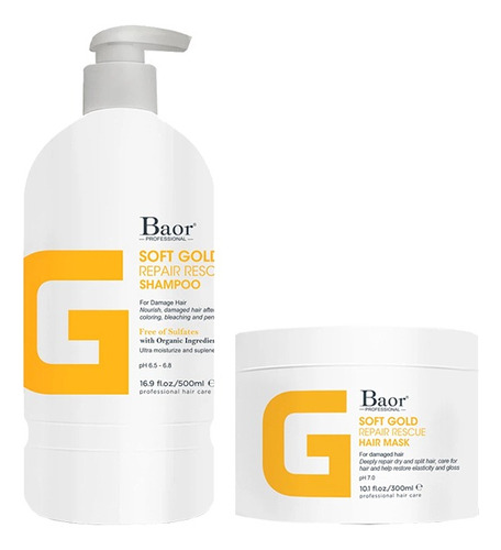 Shampoo  + Mascarilla Baor Professional Soft Gold 