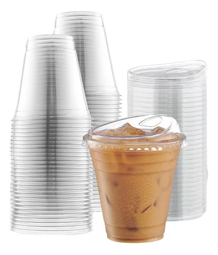 Vasos Desechables Pet Cristalino 16oz C/tapa Boquilla 1000pz Agua