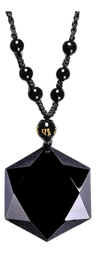 Collar Obsidiana Pixiu Estrella Hexagonal Hombre Mujer