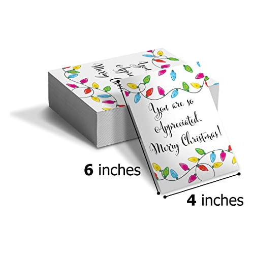 Juego De 50 Tarjetas De Agradecimiento Luces Navideñas...
