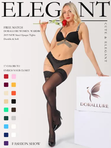 Medias Dorallure Altas, Con Silicona, Para Muslo, Con Encaje