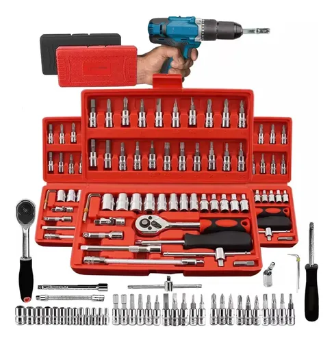 Kit Jogo De Chave Catraca Soquete 46 Pecas Combo Ferramentas