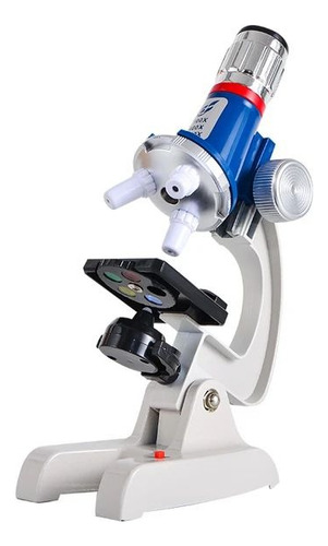 Kit De Microscopio + Valija + Accesorio + Didactico +soporte Color Azul Rojo Gris Negro