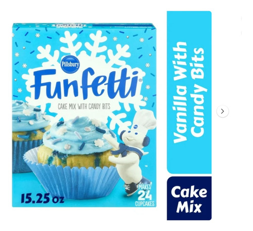 Harina Funfetti Para 24 Cupcakes Candy Azul 432g Importado