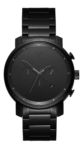 Reloj de pulsera Mvmt Chrono D-MC01BB de cuerpo color negro, analógico, para hombre, con correa de acero inoxidable color negro, subesferas color negro, bisel color negro y desplegable