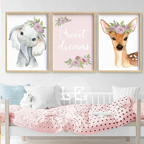 Cuadros Infantiles Animalitos 30 X 40 Cm Personalizos X 3