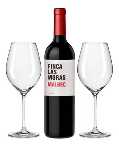 Set De Vino 2 Copas 650ml + Finca Las Moras Malbec Regalo!!