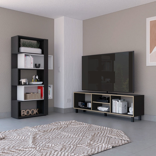 Rack Tv 65 + Biblioteca Cubo Nomik - Wengue / Duna