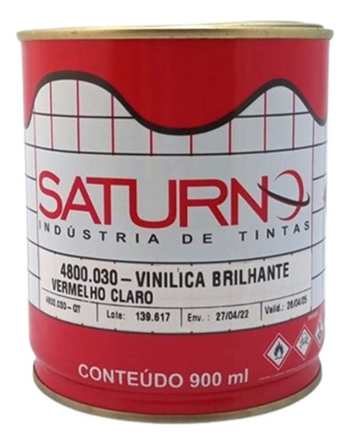 Vinílica Brilhante Vermelho Claro 900ml Saturno 4800030