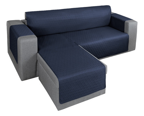 Funda Para Sofá En Forma De L Cubre Sillón Real Textil Azul marino Doble Vista Ajustable Opción Ideal Para Familias Con Niños O Mascotas