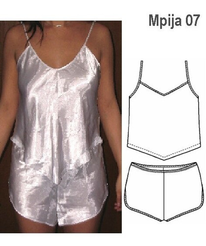 Molde De Conjunto Raso Mujer, Short Y Peto En Punta.