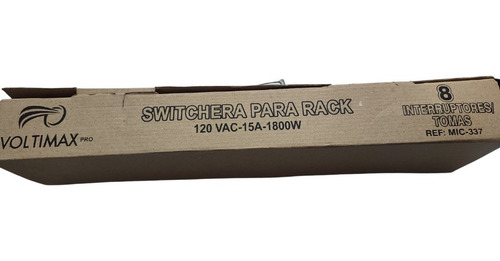 Imagen 4 de 5 de Multitoma Voltimax Para Rack 8 Tomas 8 Fusibles 15a 1800w