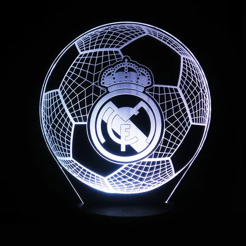 Lámpara Led Ilusión 3d Balón Real Madrid + Control Remoto
