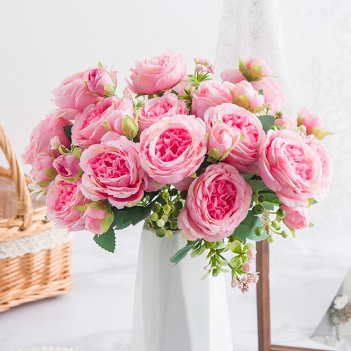 2 Ramo De Peonías Artificiales Flores Para Hogar O Bodas