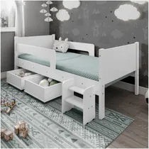 Comprar Cama Infantil Com 2 Baus Organizador E Escada Luna Plus