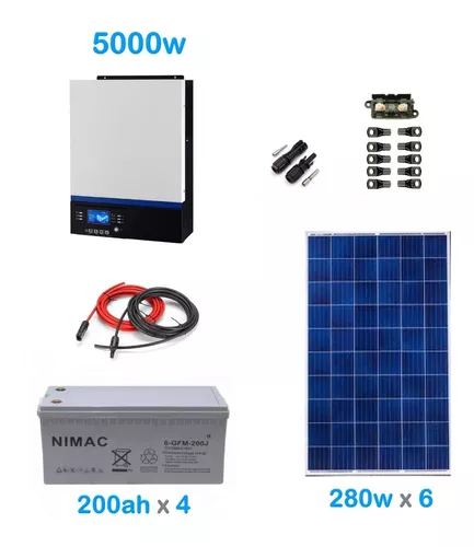 Kit Solar Fotovoltaico Híbrido 8000W para generación eléctrica.