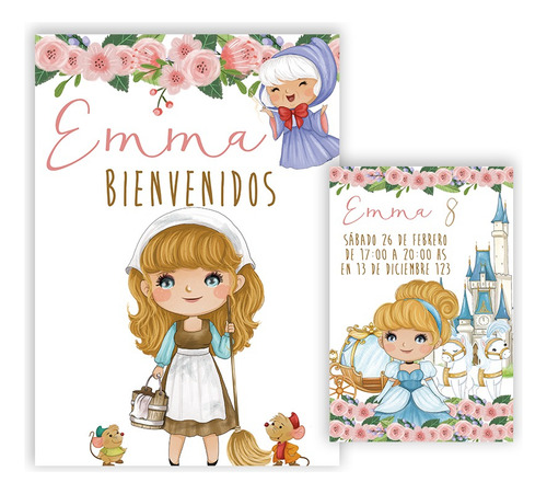 Mini Kit Imprimible Cenicienta Acuarela + Inv Digital