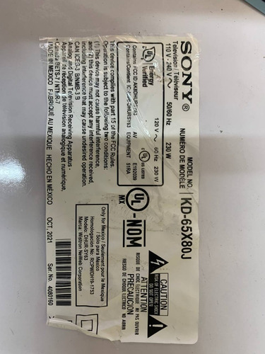 Tarjeta Fuente Y Main Sony Kd-65x80j (Usado)