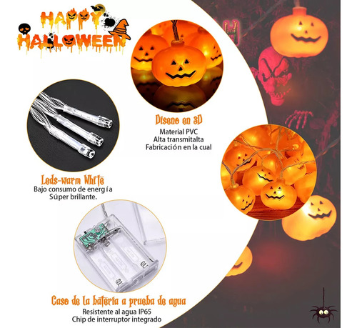 Adornos Decorativos De Calabazas Con Luces De Halloween De 3