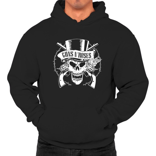 Poleron Estampado Guns Roses Calavera Rock Adulto 