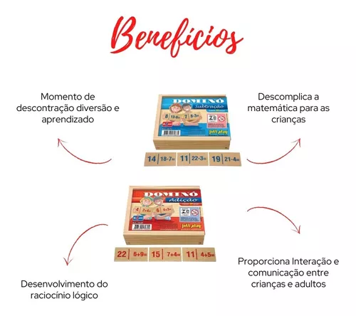 Jogo Educativo de Matemática Pedagógico Dominó de Subtração