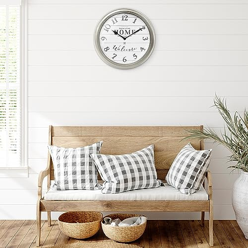 Reloj De Pared Luminoso 12.6 Silencioso Plateado Matutino