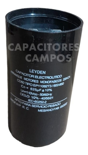 Capacitor Electrolítico 600/650 Uf Para Arranque De Motores