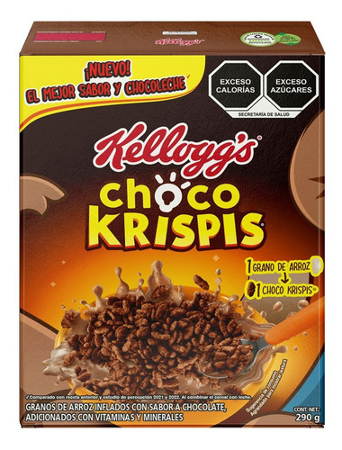 3 Pzs Kelloggs Cereal Sabor Chocolate Choco Krispis 290gr