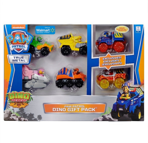  Carros De Metal Paw Patrol Colección Dino Rescue Pack X6