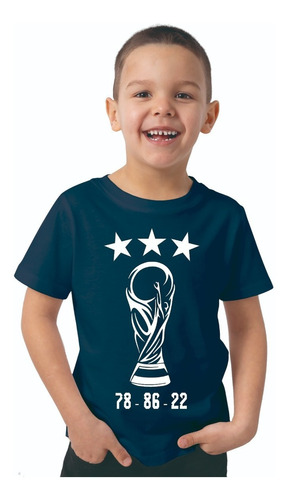 Remera Niño Campeones Del Mundo Copa Estrella Fecha Afa Azul