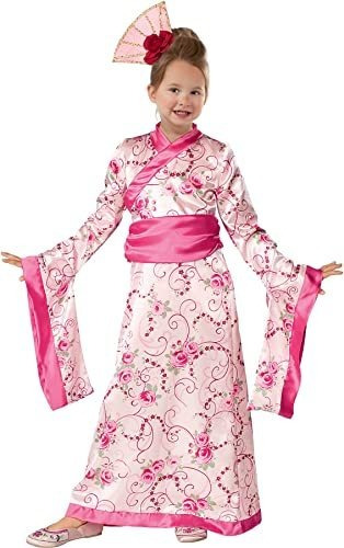 Asia Princesa Traje Del Kimono Rosa Del Niño Que Pretenda Va