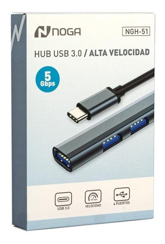 Imagen 2 de 2 de Hub Usb 4 Puertos 3.0 Gbps Multiplicador Zapatilla Noga Tipc