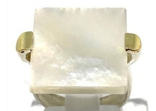 Anillo En Plata Y Oro Con Piedra Nacar