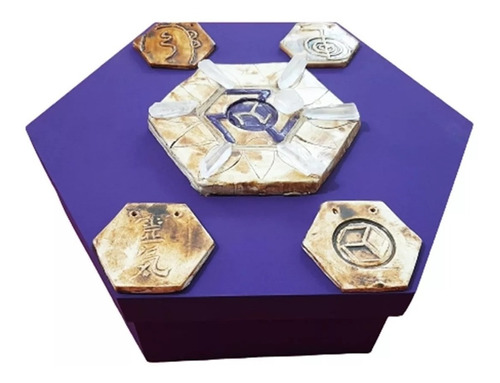 Caja Reiki + Apoya Cristales+6 Puntas+ Cuarzo  Mahalpiedras