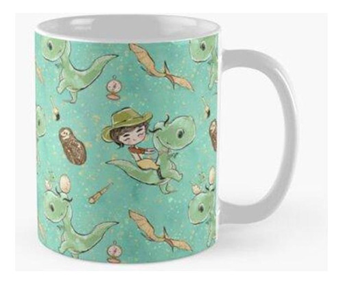 Taza X4 Patrón De Dinosaurio Lindo Dibujado A Mano Dibujos A