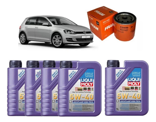 Kit Troca De Óleo Vw Golf 1.4 Tsi Liqui Moly 5w40 Ph11457