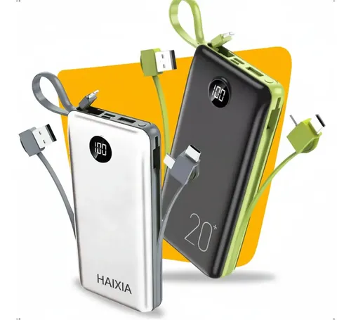 Power Bank 20.000mAh Haixia Carregador Rápido com Display Portátil Branco