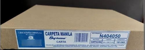 Carpetas Manila Carta Marca Caribe De 100 Uds.