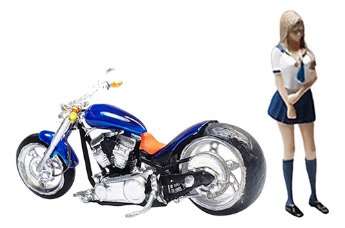 Figura A Escala 1/64 De Niña Conduce Una Motocicleta