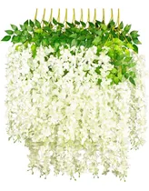 Comprar 12 Ramos De Flores Glicinas Artificiales Gpark Seda Blanca