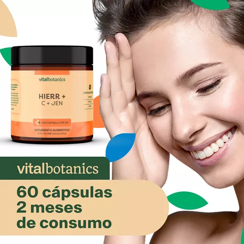 VitalBotanics Hierro y Vitamina C 60 capsulas Suplemento Alimenticio  Multivitamínico para Hombre y Mujer VITALBOTANICS VTL_HIRRO_60