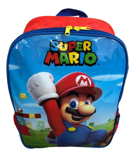 Mochila Escolar Com Alça De Costas Super Mario Bros Nintendo Cor Azul-claro